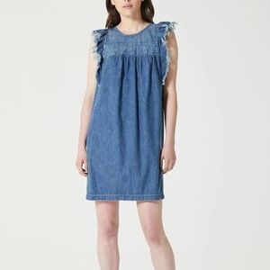 AG Adriano Goldschmied Blue Frayed Mini Dress